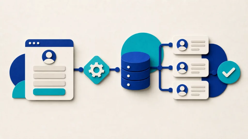 Ilustración del flujo entre un formulario de WordPress y un CRM